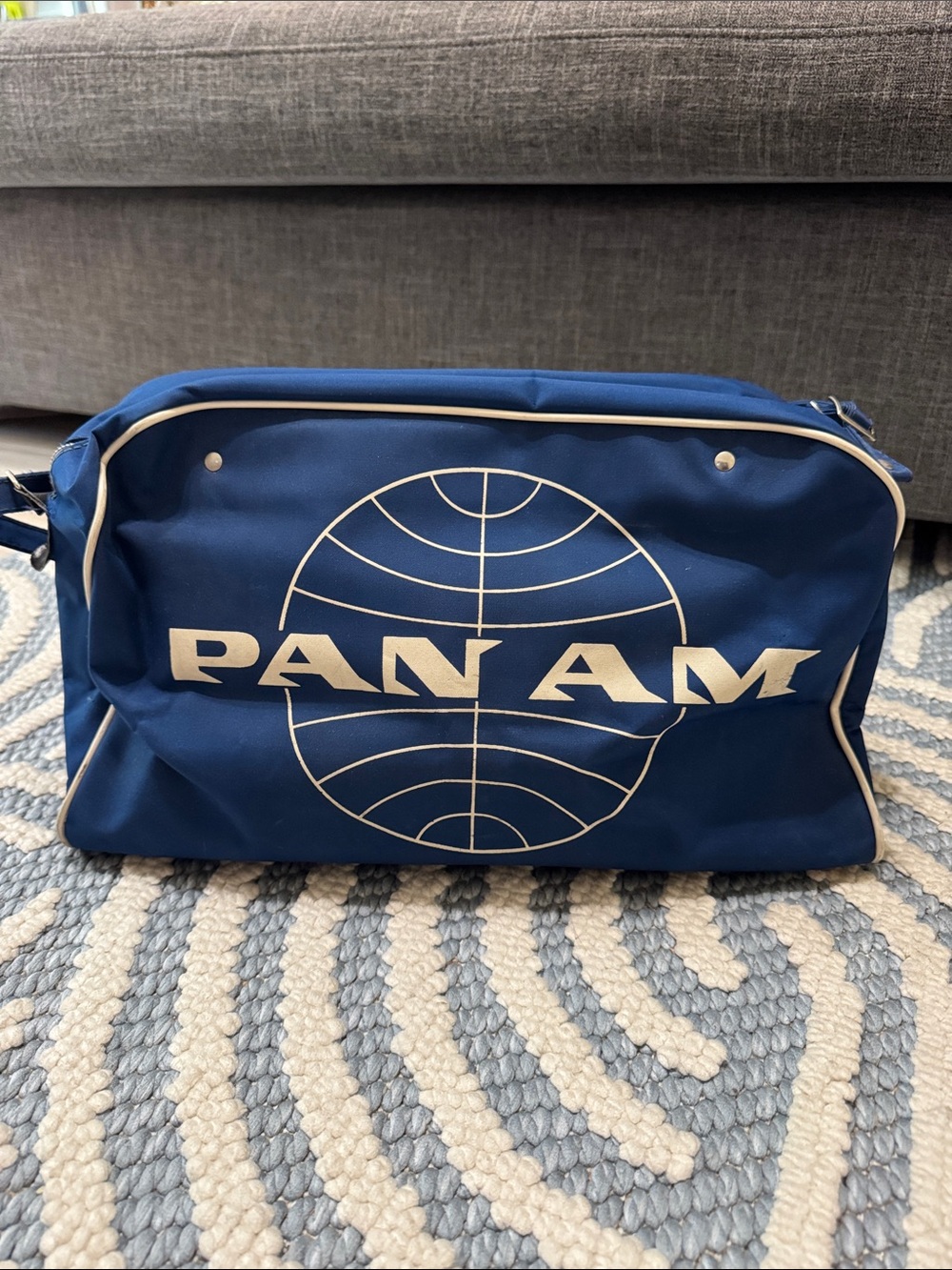 Vintage 1960s 70s Pan Am Airline Flight Bag Shoulder Crossbody
